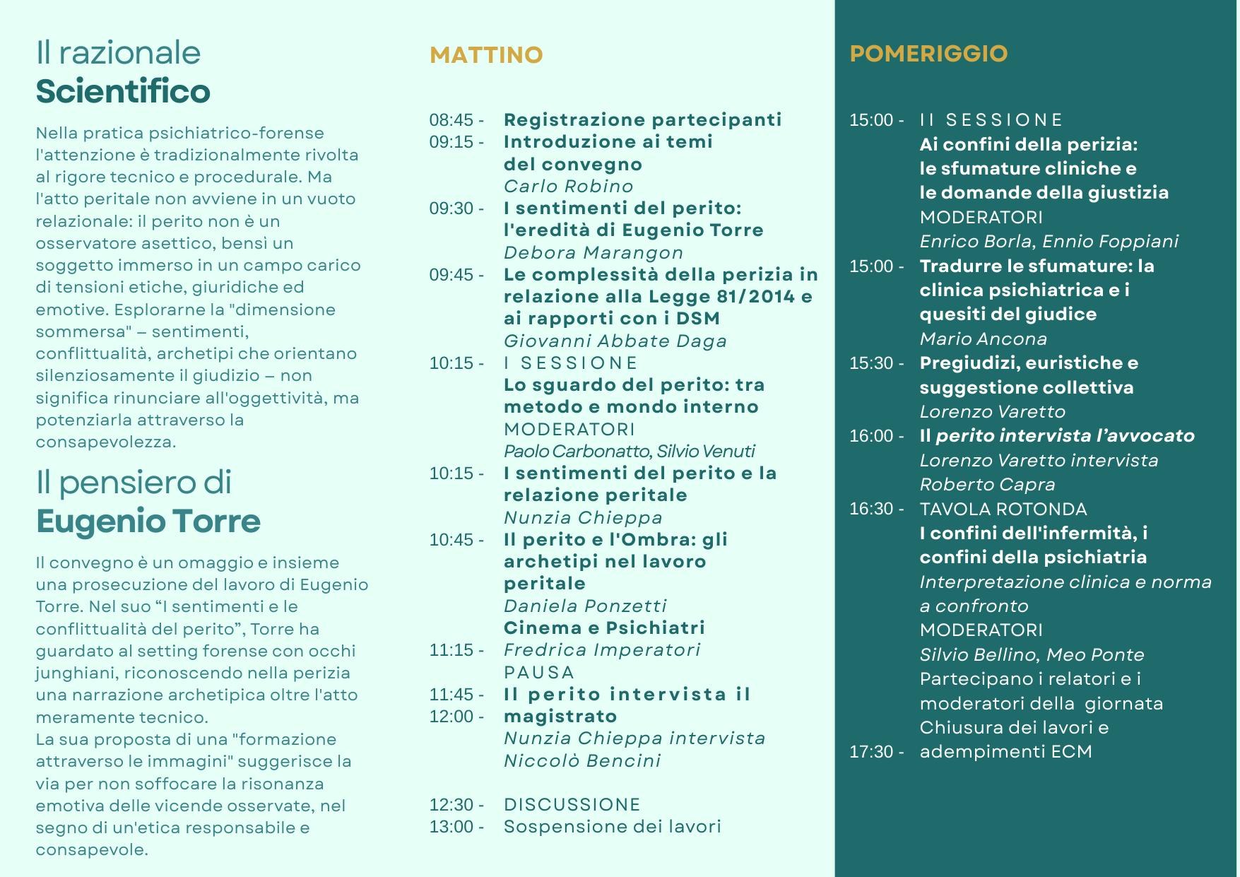 Programma del convegno del 20 novembre 2026: razionale scientifico, sessioni del mattino e del pomeriggio